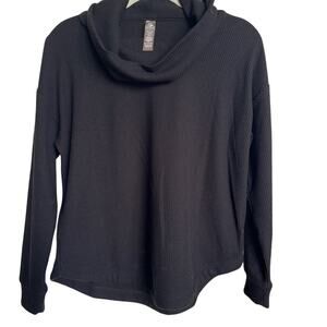 Lou & Grey Black Cowl Neck Waffle Knit Sweater, Size S Petite, Like New